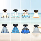 Traditional Tiffany Hardware Glass 1 - Light Semi-Flush Mount Ceiling Light For Hallways Lumendat