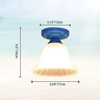Traditional Tiffany Hardware Glass 1 - Light Semi-Flush Mount Ceiling Light For Hallways Lumendat