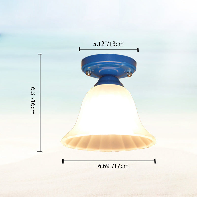 Traditional Tiffany Hardware Glass 1 - Light Semi-Flush Mount Ceiling Light For Hallways Lumendat