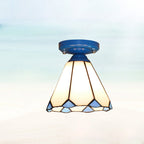 Traditional Tiffany Hardware Glass 1 - Light Semi-Flush Mount Ceiling Light For Hallways Lumendat