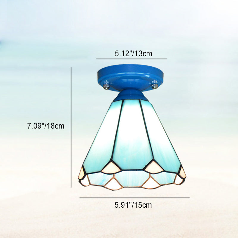Traditional Tiffany Hardware Glass 1 - Light Semi-Flush Mount Ceiling Light For Hallways Lumendat
