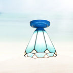 Traditional Tiffany Hardware Glass 1 - Light Semi-Flush Mount Ceiling Light For Hallways Lumendat