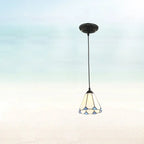 Traditional Tiffany Metal Glass 1 - Light Pendant Light for Dining Room BulbSquare