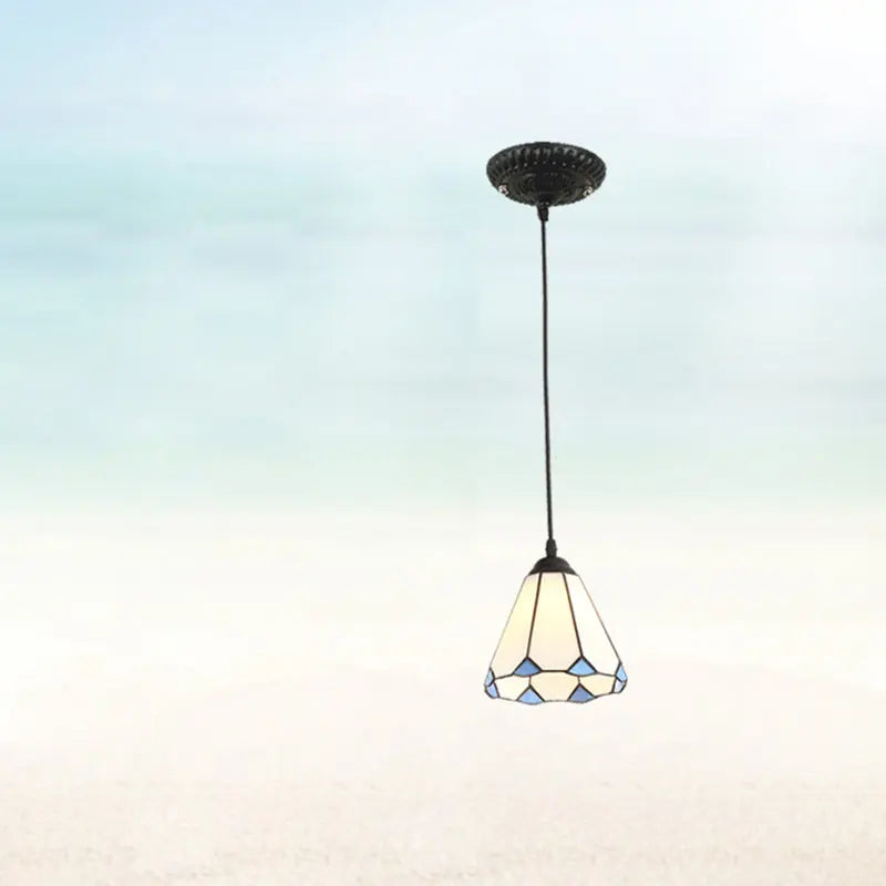 Traditional Tiffany Metal Glass 1 - Light Pendant Light for Dining Room BulbSquare
