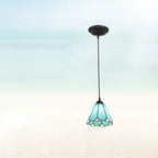 Traditional Tiffany Metal Glass 1 - Light Pendant Light for Dining Room BulbSquare