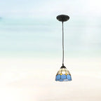 Traditional Tiffany Metal Glass 1 - Light Pendant Light for Dining Room BulbSquare