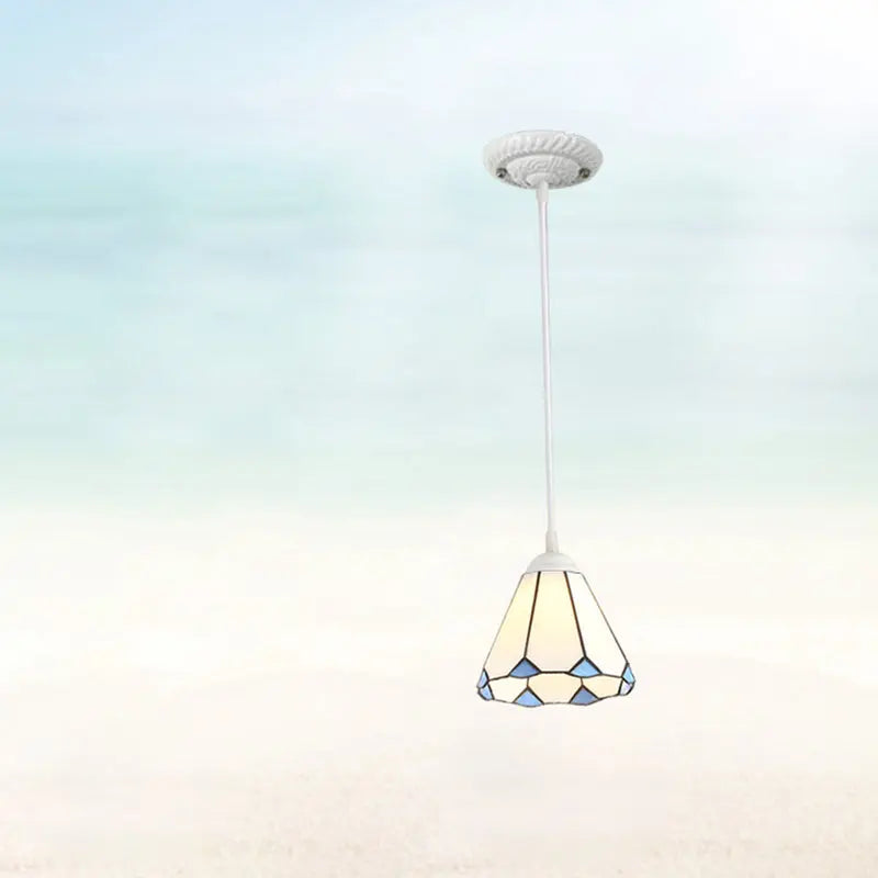Traditional Tiffany Metal Glass 1 - Light Pendant Light for Dining Room BulbSquare