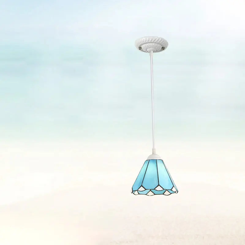 Traditional Tiffany Metal Glass 1 - Light Pendant Light for Dining Room BulbSquare