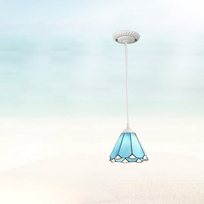 Traditional Tiffany Hardware Glass 1 - Light Pendant Light For Dining Room