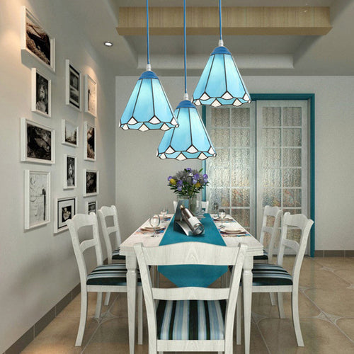 Traditional Tiffany Hardware Glass 1 - Light Pendant Light For Dining Room