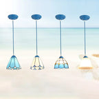 Traditional Tiffany Metal Glass 1 - Light Pendant Light for Dining Room BulbSquare