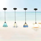 Traditional Tiffany Metal Glass 1 - Light Pendant Light for Dining Room BulbSquare