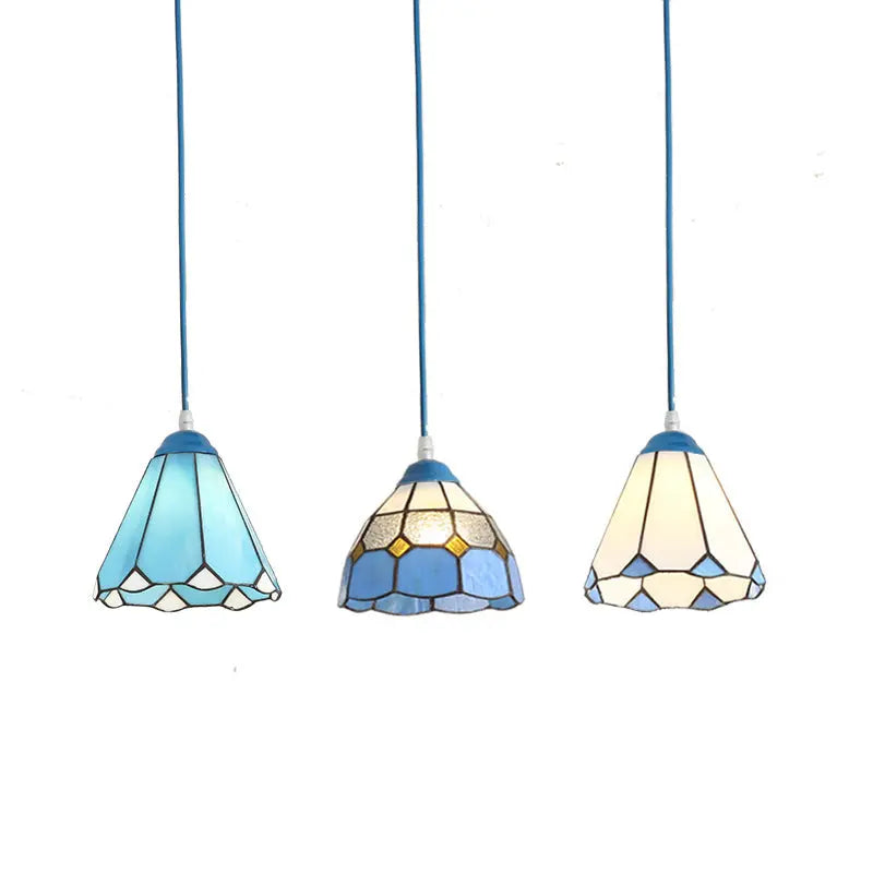 Traditional Tiffany Metal Glass 1 - Light Pendant Light for Dining Room BulbSquare