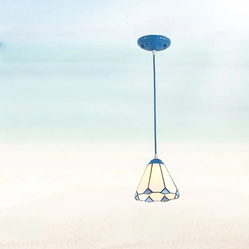 Traditional Tiffany Metal Glass 1 - Light Pendant Light for Dining Room BulbSquare