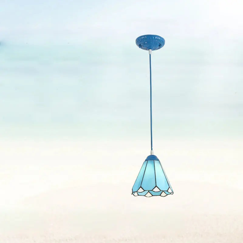 Traditional Tiffany Metal Glass 1 - Light Pendant Light for Dining Room BulbSquare