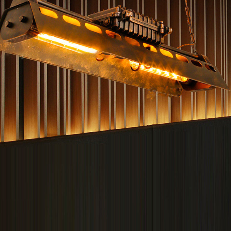 Contemporary Industrial Iron 4 - Light Chandelier Island Light for Dining Room BulbSquare