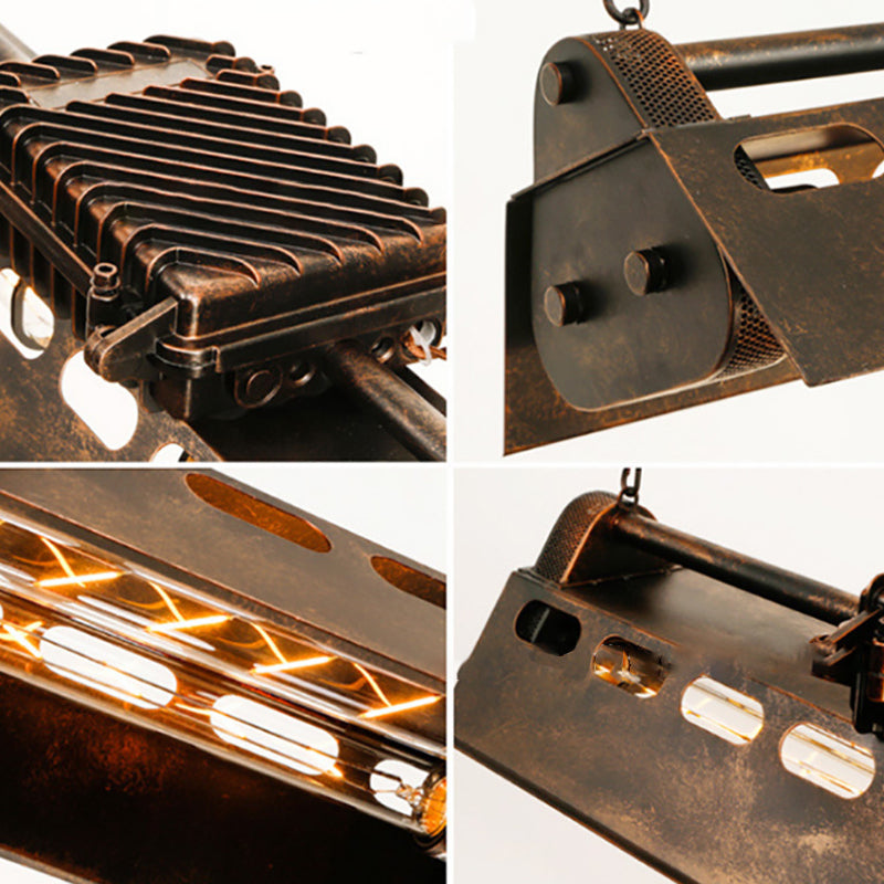 Contemporary Industrial Iron 4 - Light Chandelier Island Light for Dining Room BulbSquare