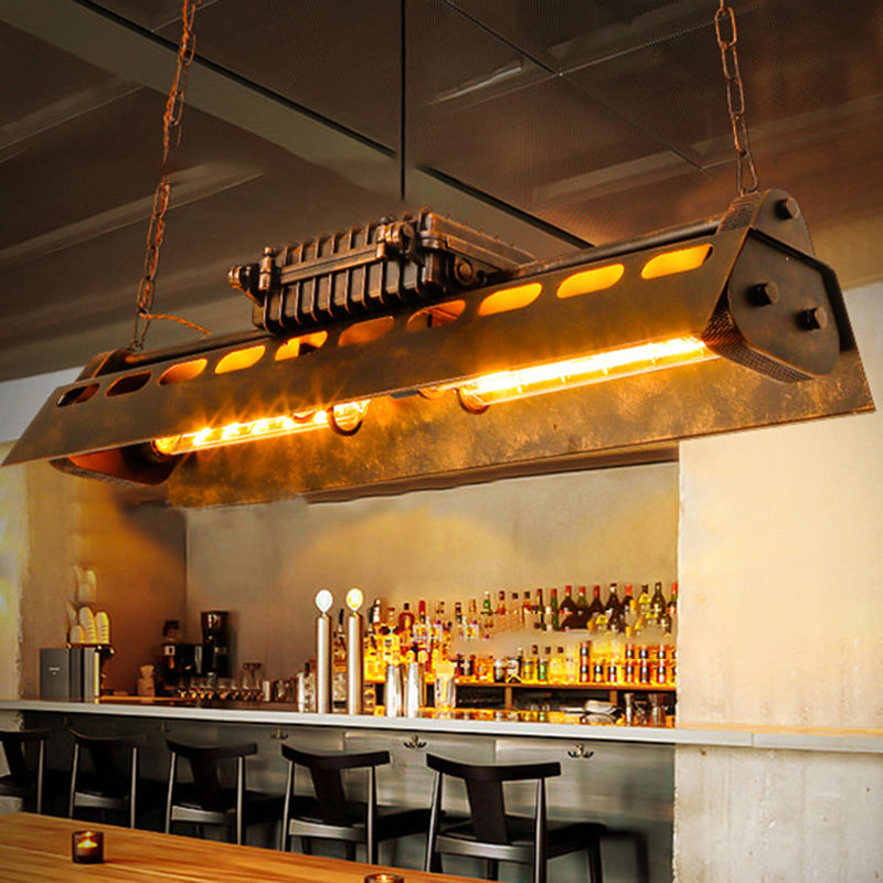 Contemporary Industrial Iron 4 - Light Chandelier Island Light for Dining Room BulbSquare