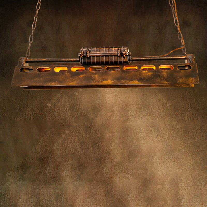 Contemporary Industrial Iron 4 - Light Chandelier Island Light for Dining Room BulbSquare