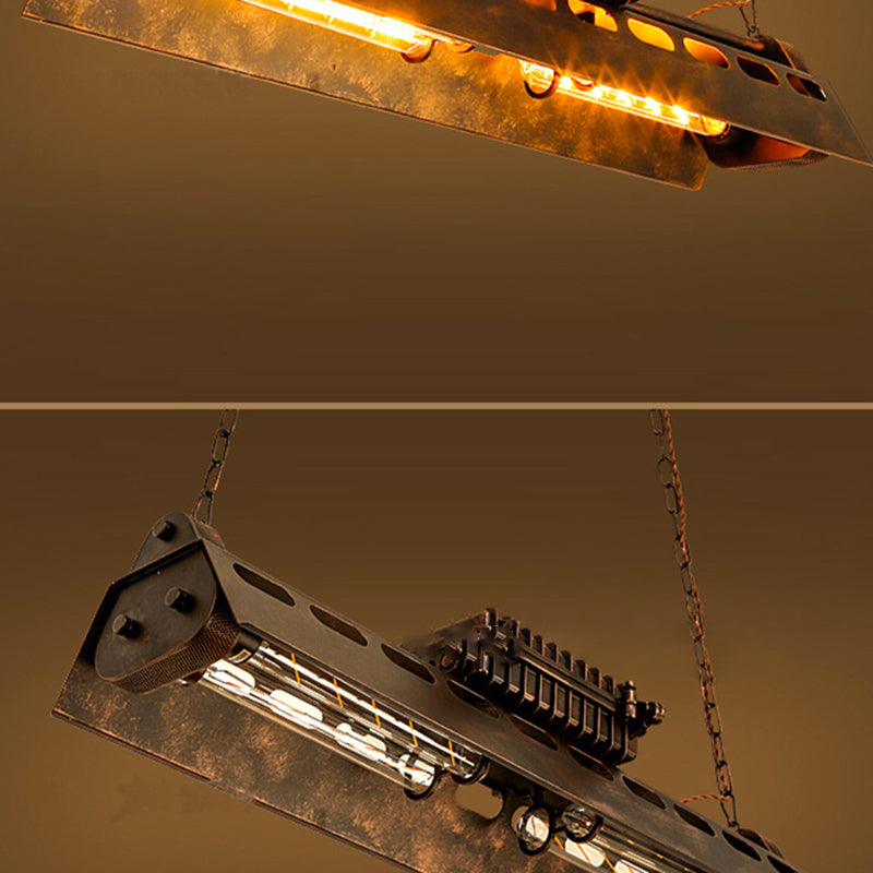 Contemporary Industrial Iron 4 - Light Chandelier Island Light for Dining Room BulbSquare