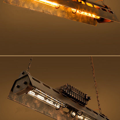 Contemporary Industrial Iron 4 - Light Chandelier Island Light for Dining Room