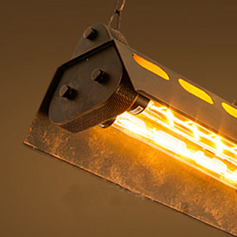 Contemporary Industrial Iron 4 - Light Chandelier Island Light for Dining Room BulbSquare