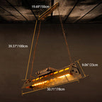 Contemporary Industrial Iron 4 - Light Chandelier Island Light for Dining Room BulbSquare