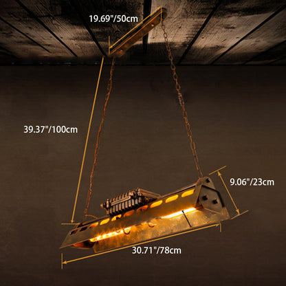 Contemporary Industrial Iron 4 - Light Chandelier Island Light for Dining Room
