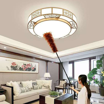 Traditional Chinese Round Plum Blossom Acrylic Iron LED Flush Mount Ceiling Light for Living Room