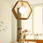Modern Simplicity Geometry Wood Hardware 1 - Light Pendant Light For Dining Room