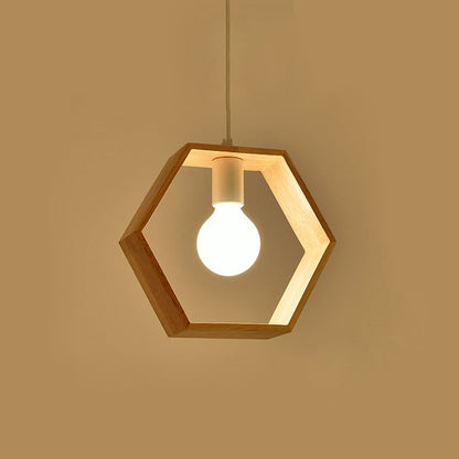 Modern Simplicity Geometry Wood Hardware 1 - Light Pendant Light For Dining Room