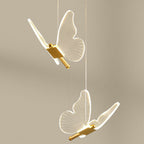 Contemporary Creative Butterfly Acrylic Metal LED Pendant Light for Bedroom BulbSquare