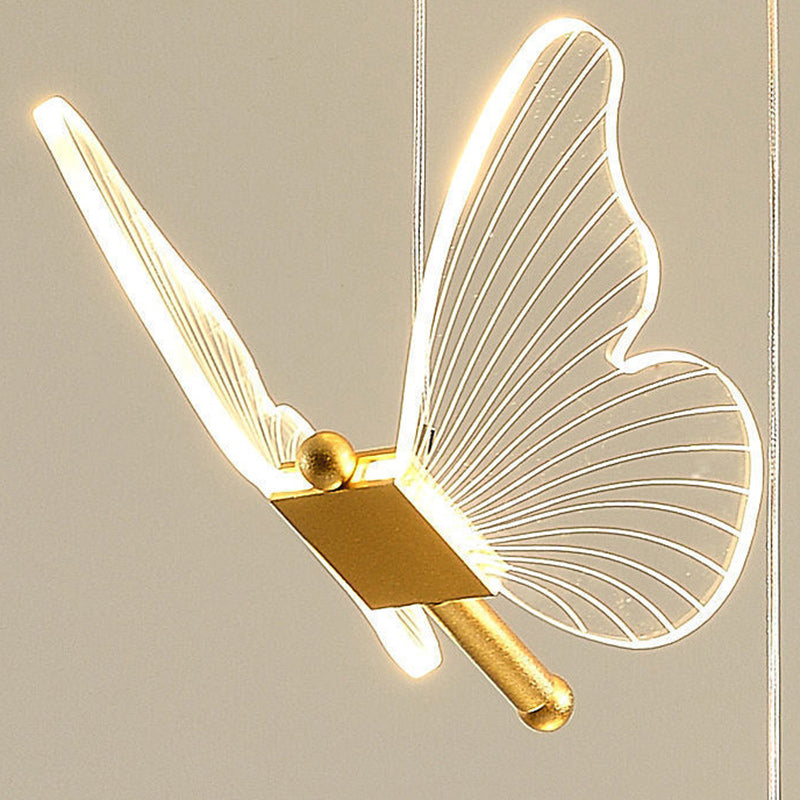 Contemporary Creative Butterfly Acrylic Metal LED Pendant Light for Bedroom