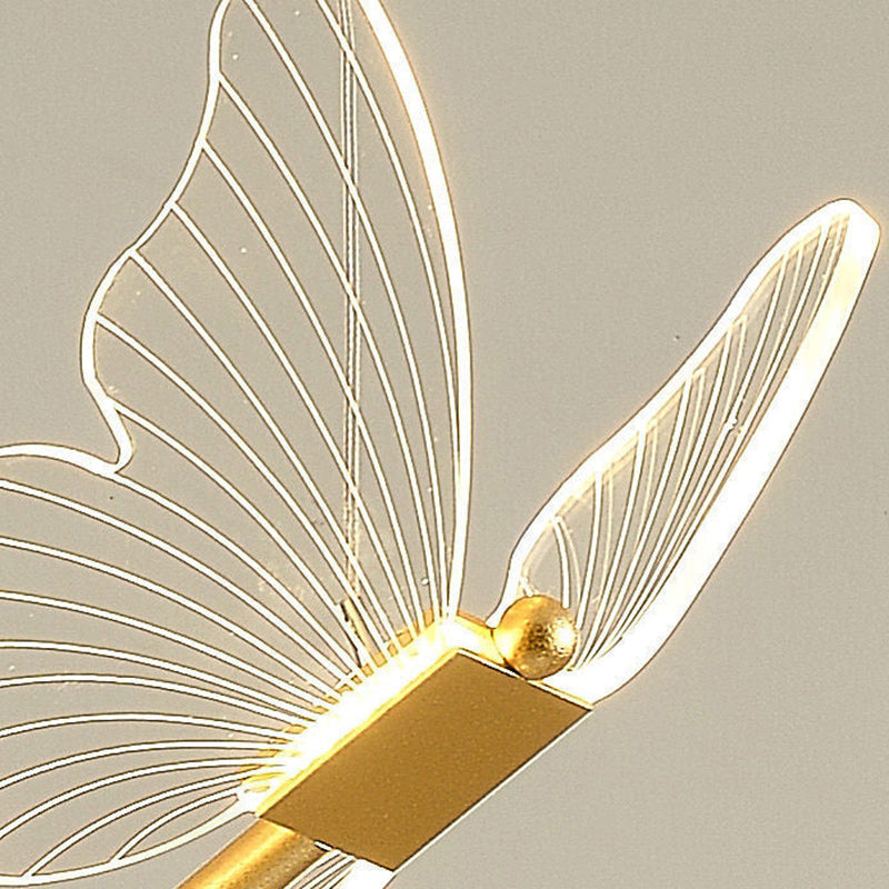Contemporary Creative Butterfly Acrylic Metal LED Pendant Light for Bedroom