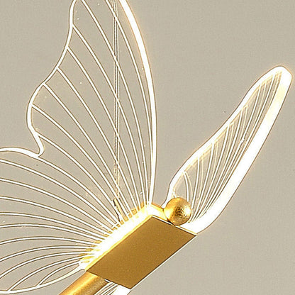 Contemporary Creative Butterfly Acrylic Metal LED Pendant Light for Bedroom