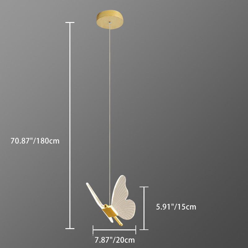 Contemporary Creative Butterfly Acrylic Metal LED Pendant Light for Bedroom