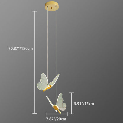 Contemporary Creative Butterfly Acrylic Metal LED Pendant Light for Bedroom