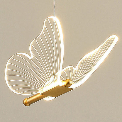 Contemporary Creative Butterfly Acrylic Metal LED Pendant Light for Bedroom