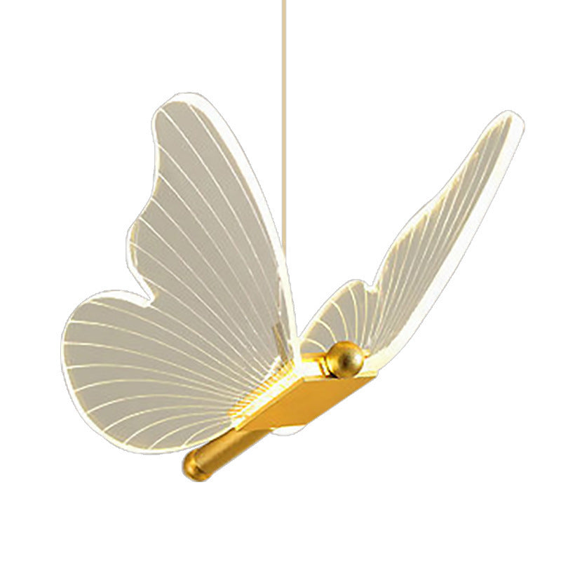 Contemporary Creative Butterfly Acrylic Metal LED Pendant Light for Bedroom