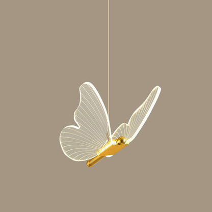 Contemporary Creative Butterfly Acrylic Metal LED Pendant Light for Bedroom