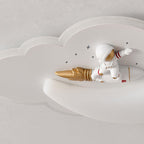 Contemporary Creative Astronaut Airplane Rotational Molding Iron LED Flush Mount Ceiling Light For Bedroom