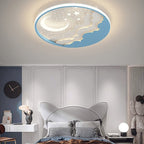 Contemporary Creative Stars Moon Iron Acrylic LED Flush Mount Ceiling Light For Bedroom