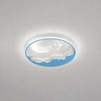Contemporary Creative Stars Moon Iron Acrylic LED Flush Mount Ceiling Light For Bedroom