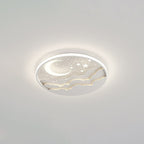Contemporary Creative Stars Moon Iron Acrylic LED Flush Mount Ceiling Light For Bedroom