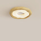 Contemporary Nordic Doughnut PE Wood Iron LED Flush Mount Ceiling Light For Bedroom