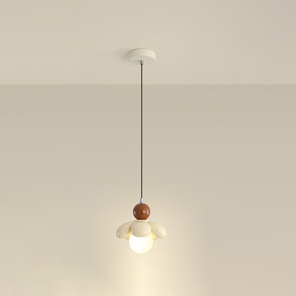 Contemporary Scandinavian Petal Iron Resin 1 - Light Pendant Light For Bedroom