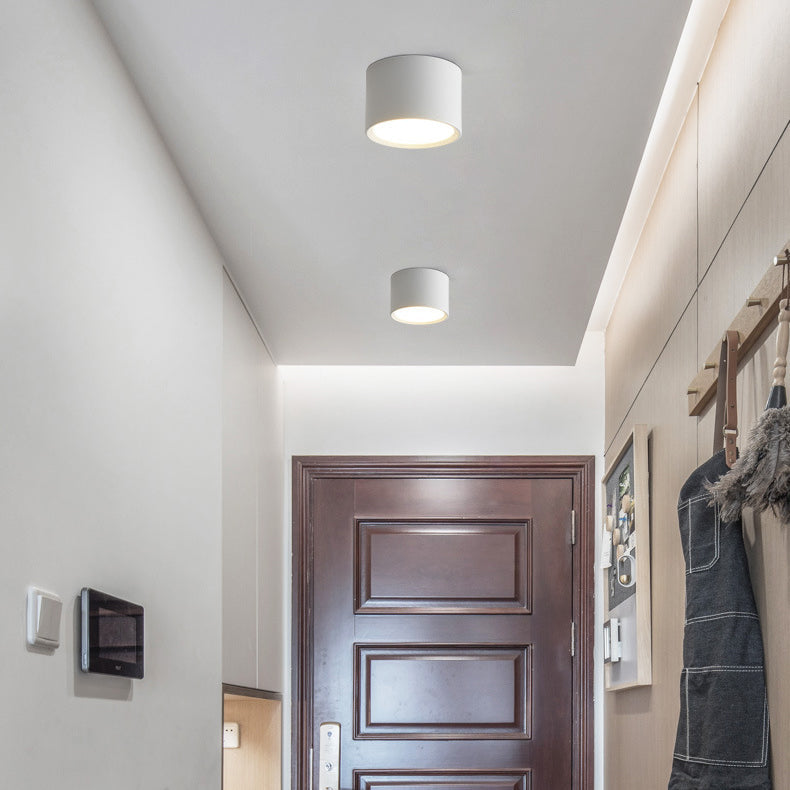 Modern Minimalist Cylinder Aluminum Acrylic LED Flush Mount Ceiling Light For Hallways Lumendat
