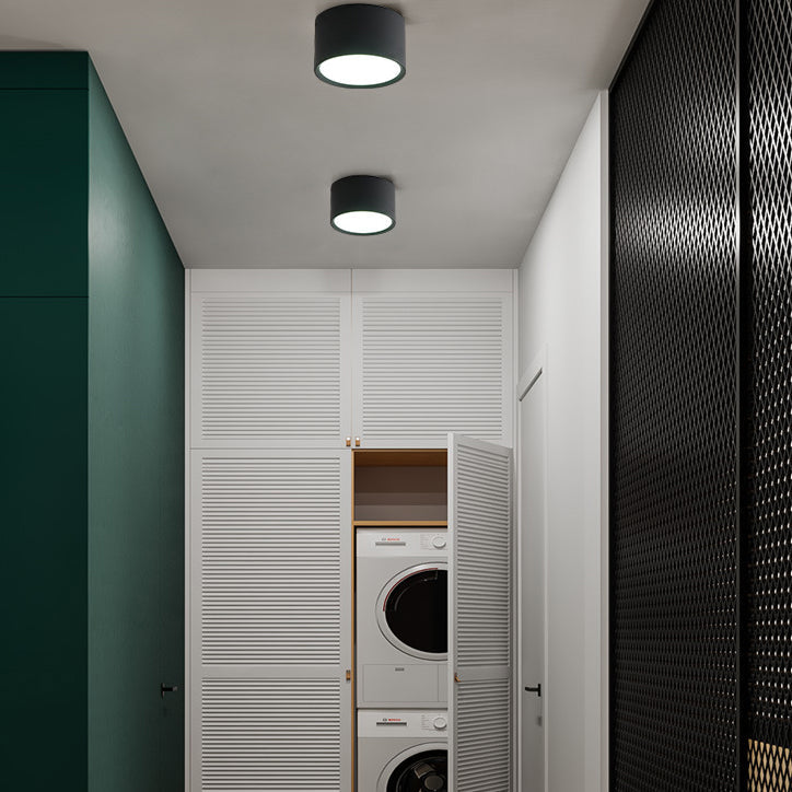 Modern Minimalist Cylinder Aluminum Acrylic LED Flush Mount Ceiling Light For Hallways Lumendat
