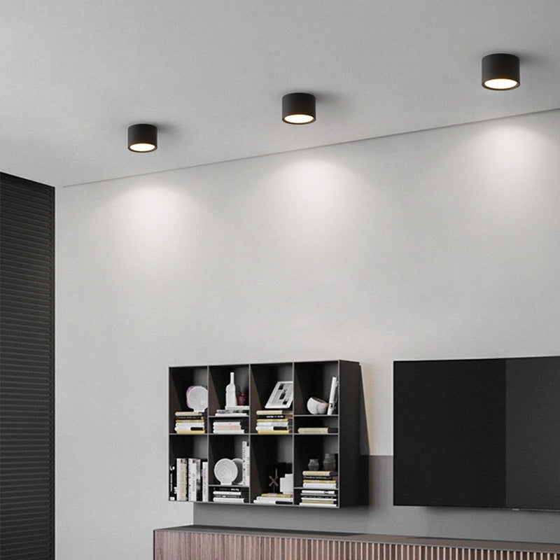 Modern Minimalist Cylinder Aluminum Acrylic LED Flush Mount Ceiling Light For Hallways Lumendat