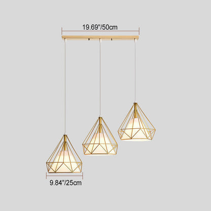 Contemporary Nordic Diamond Iron Fabric 3 - Light Pendant Light For Dining Room